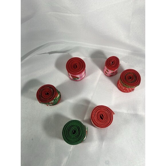 Strawberry Canvas Wired Ribbon Lot - 22+ Yards Total - 2 Inch Wide - Picture 7 of 7